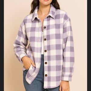 DSG Women's Teddy Jacket in Gray and White Plaid